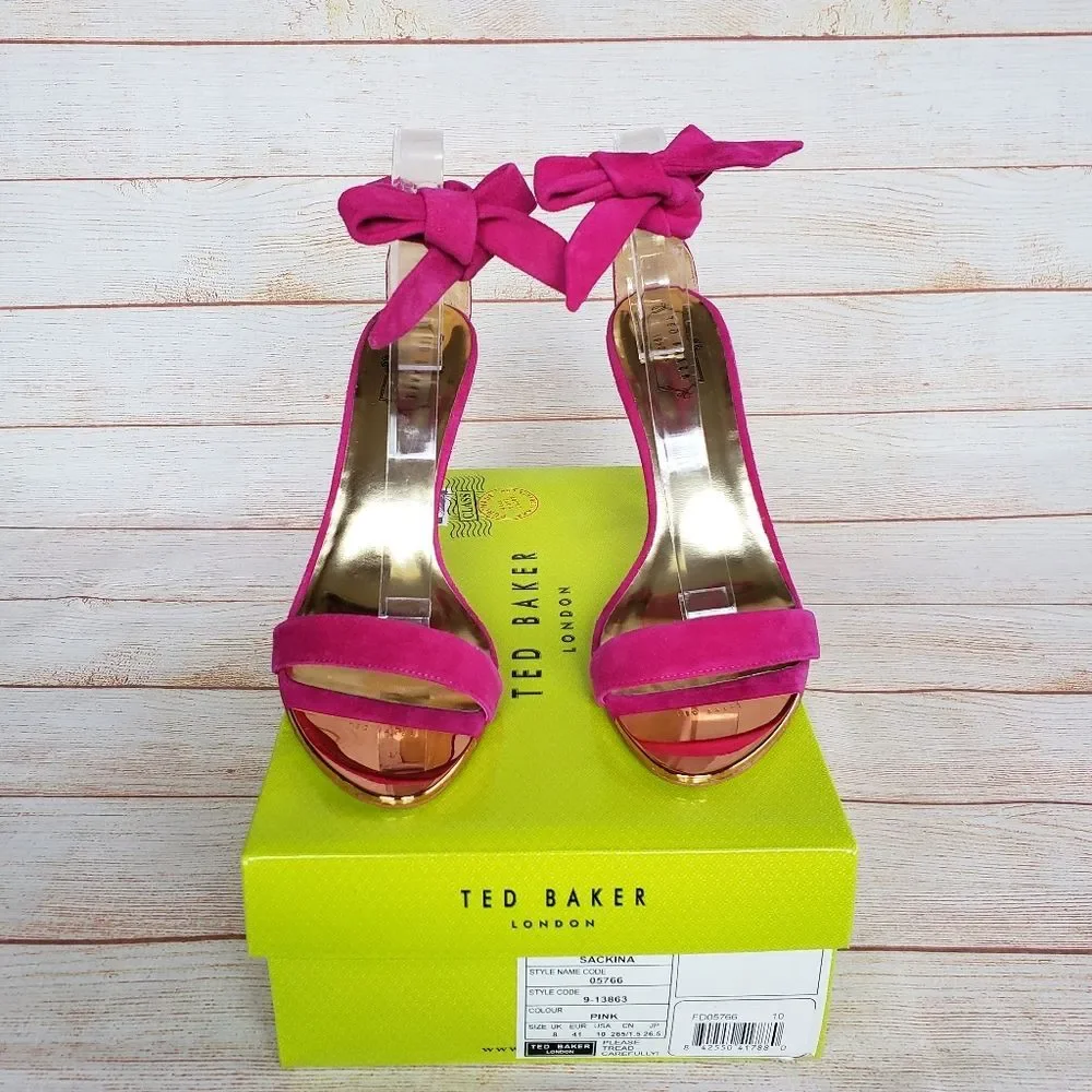 Ted Baker Sackina Suede Ankle Strap Heels in Pink